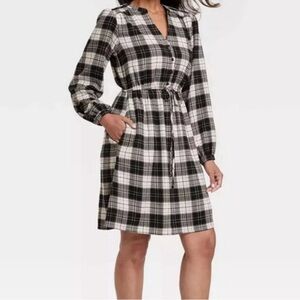 Knox Rose Plaid Long Sleeve Women's Dress XS